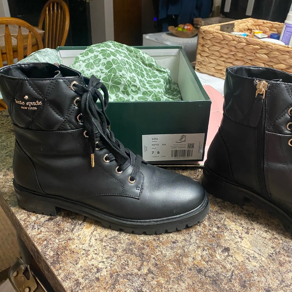 Kate Spade Black Leather Ankle Boots size 7